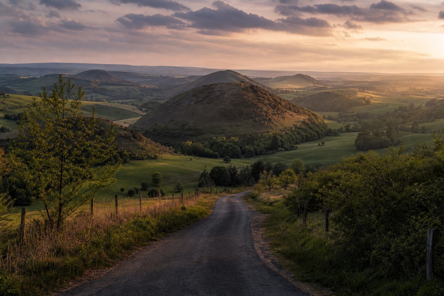 Hügelige Vulkaneifel-Landschaft entlang der Mehrtagesroute